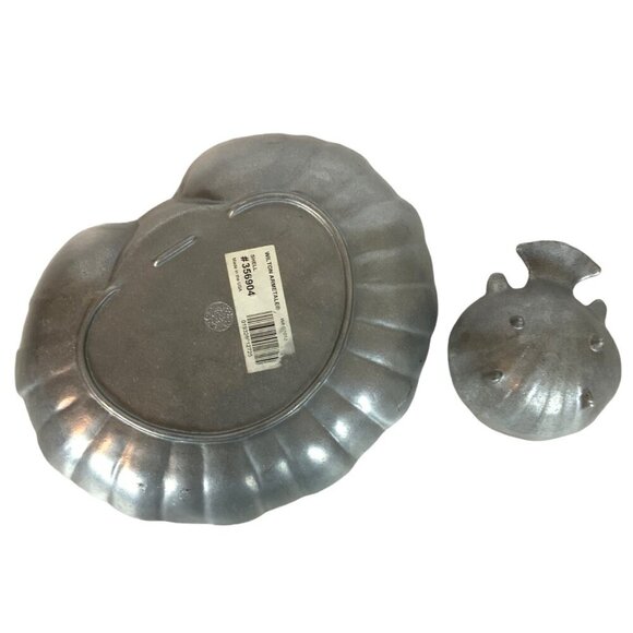 Wilton Armetale Clam Shell 2-Piece Chip & Dip Server Shiny Pewter Large - Picture 7 of 8